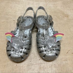 Mini Melissa Silver Glass Glitter Rainbow Star Mini Possession II Jelly Sandal